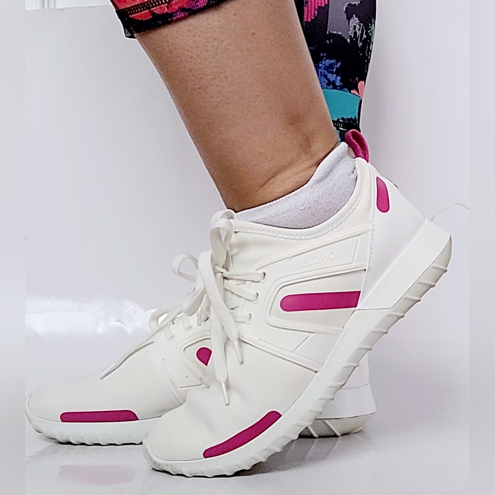 Moncler Meline Scarpa Women's Lightweight Sneakers White/Pink EU 38 US 8 - Picture 5 of 16